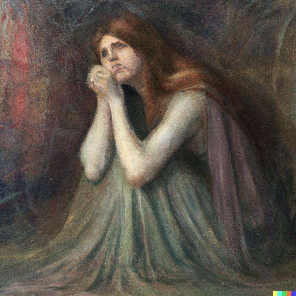 a representation of anxiety, painting by John William Waterhouse